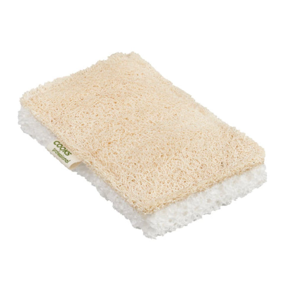 image 1 of Cooks Professional Set of Biodegradable Scourers - Natural Cellulose & Loofah Sponge | White