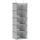 image 1 of Hanging Wardrobe Storage Organiser with Bamboo Detail, Space Saving Closet Shelf, Light Grey
