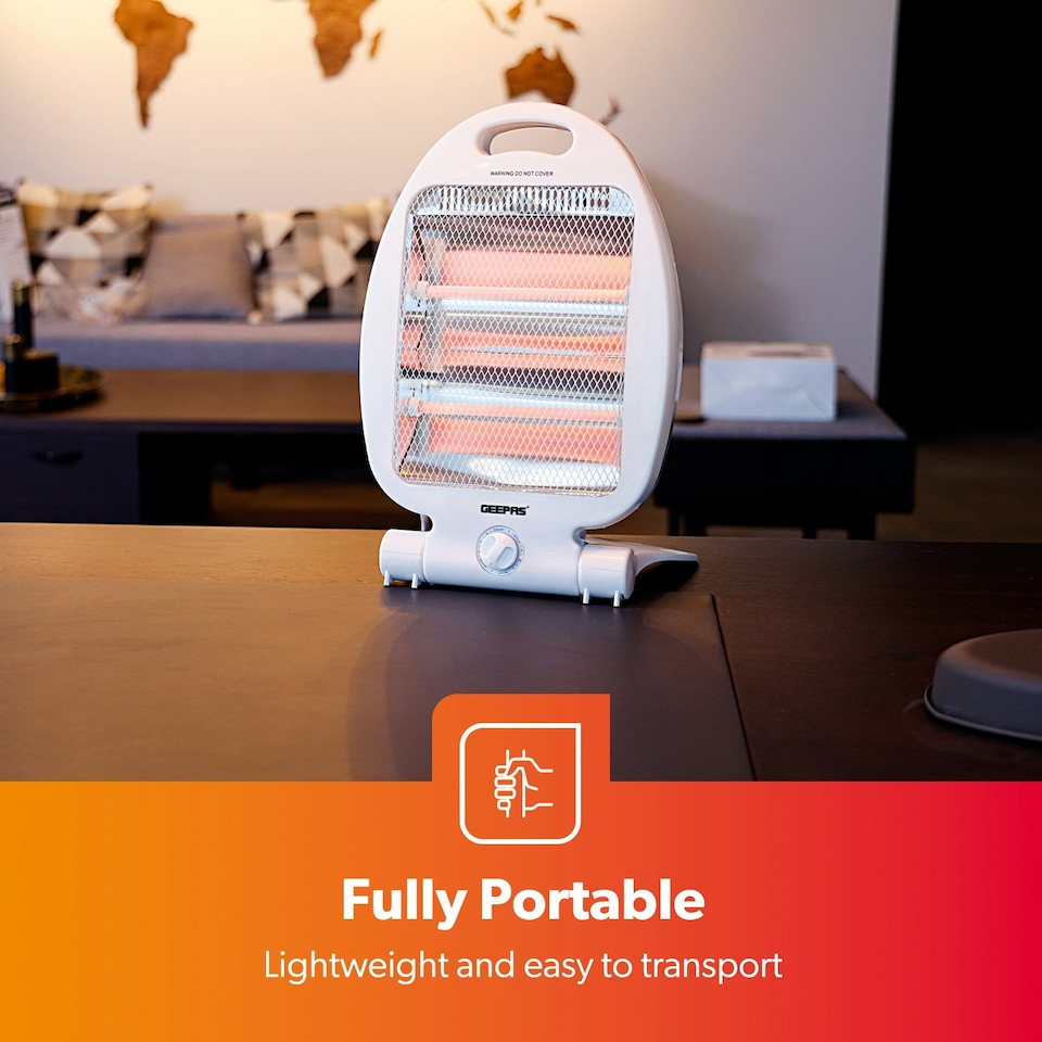 image 1 of GEEPAS 800W Quartz Halogen Heater, White