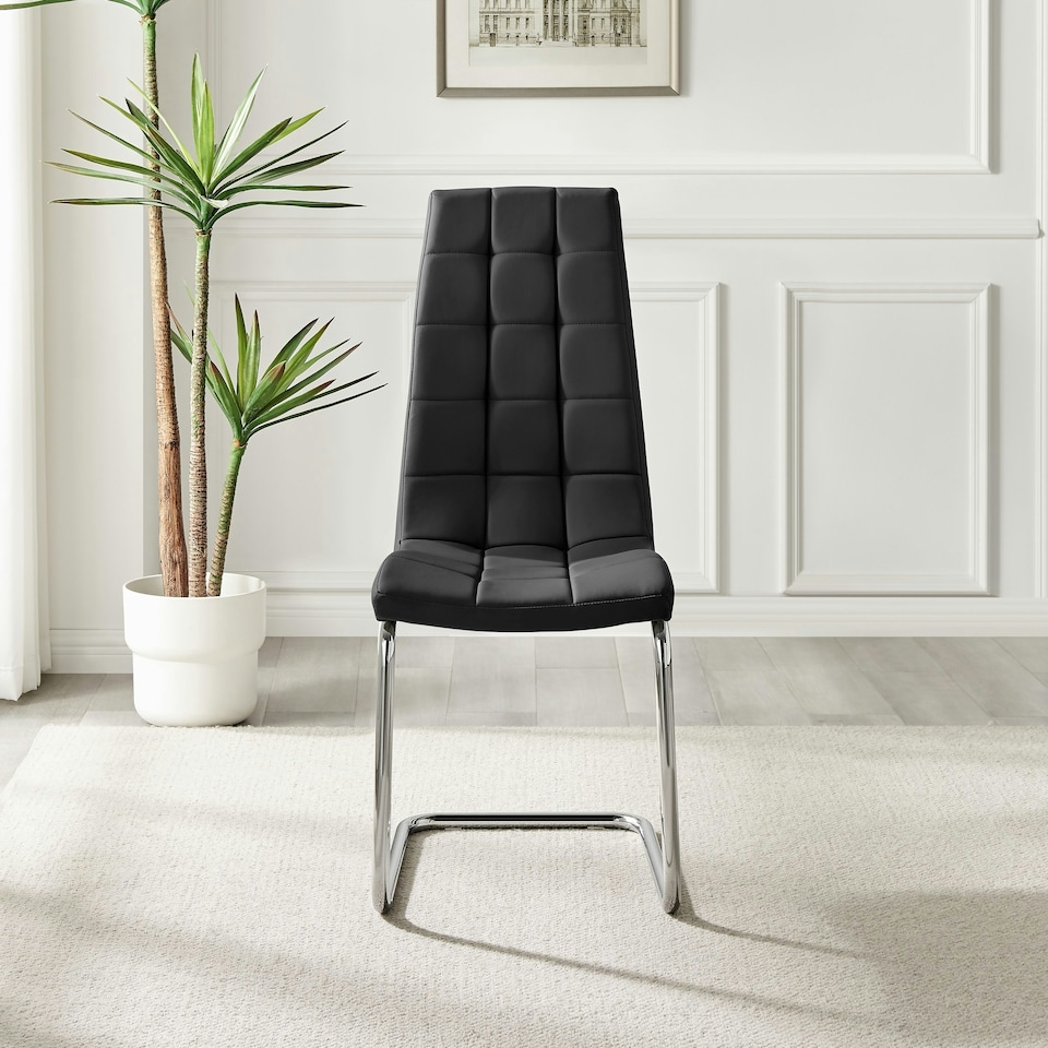 image 1 of Furniturebox 2x Deep Foam Cushioned Black Murano Dining Chairs