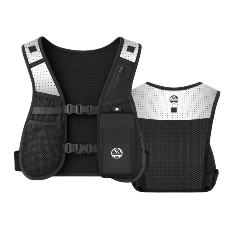 image 1 of Six Peaks Hydration Running Vest, Functional Reflective Safety Race, Lightweight Hydration Pack With Neoprene Body, Storage Pockets And 500ml Collapsible Bottle, Black, Xs/S