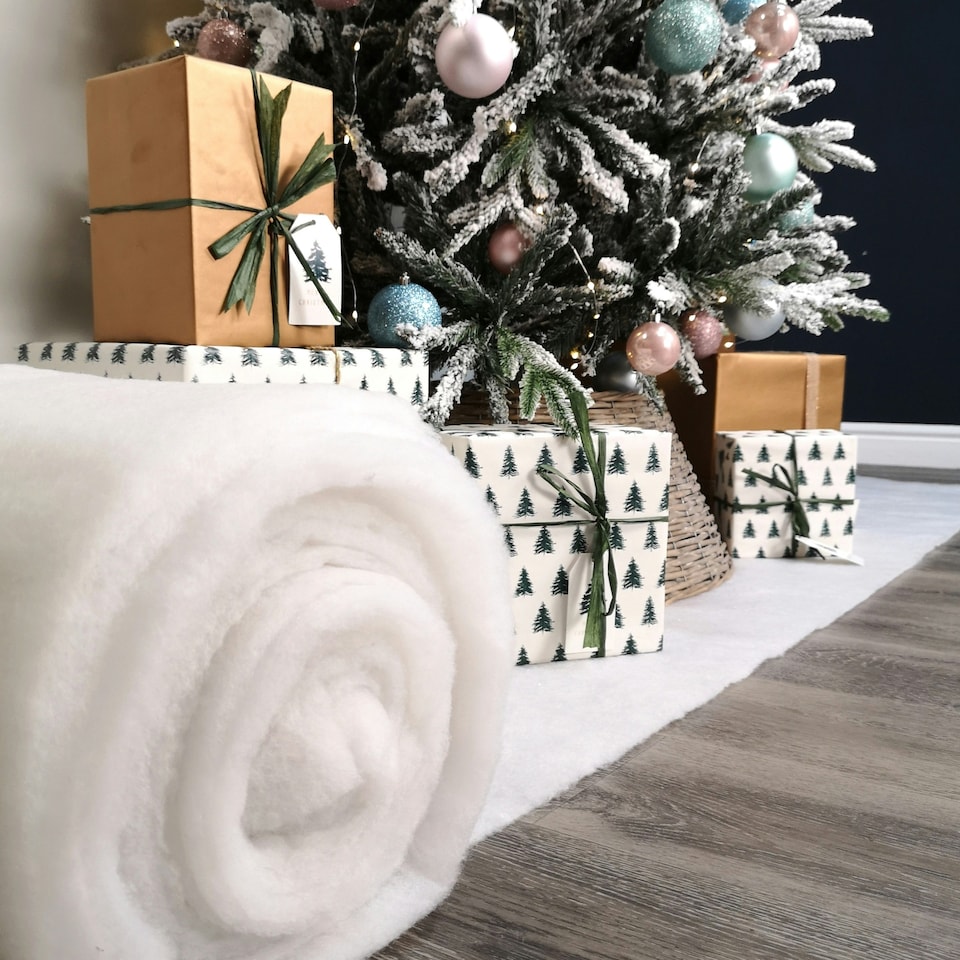 image 1 of 13.5m (44ft) x 90cm Soft White Artificial Fake Snow Blanket Christmas Decoration