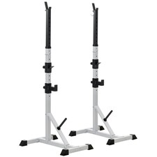 HOMCOM Adjust Pair of Barbell Squat Racks Stand Weight Lifting Bench Press Gym