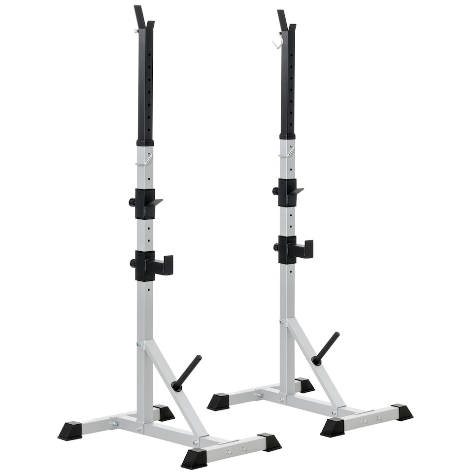 image 1 of HOMCOM Adjust Pair of Barbell Squat Racks Stand Weight Lifting Bench Press Gym
