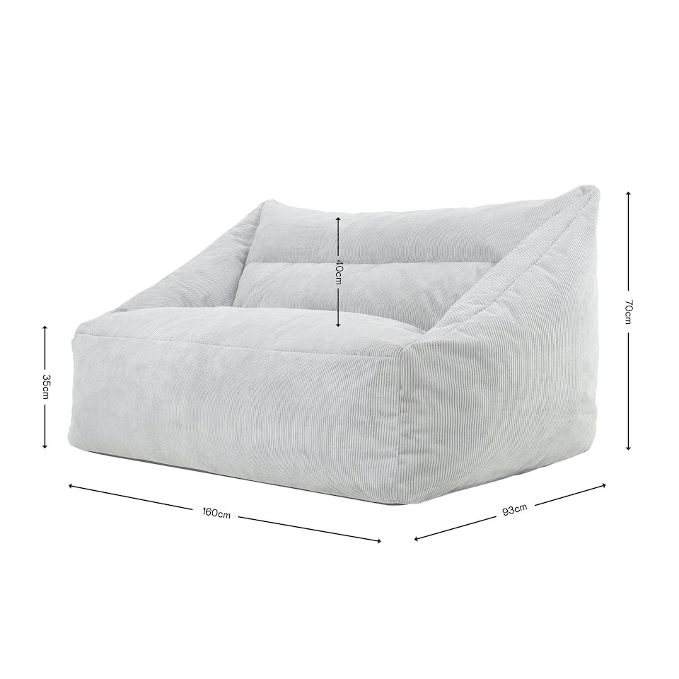 image 1 of icon Cord Adults Bean Bag Sofa, Ready Filled Large Beanbag Grey Grey | Grey