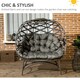 image 3 of Outsunny Egg Chair Outdoor, 2 Seater Folding Weave Garden Furniture Chair with Cushion, Cup Pockets for Patio Balcony - Sand Brown