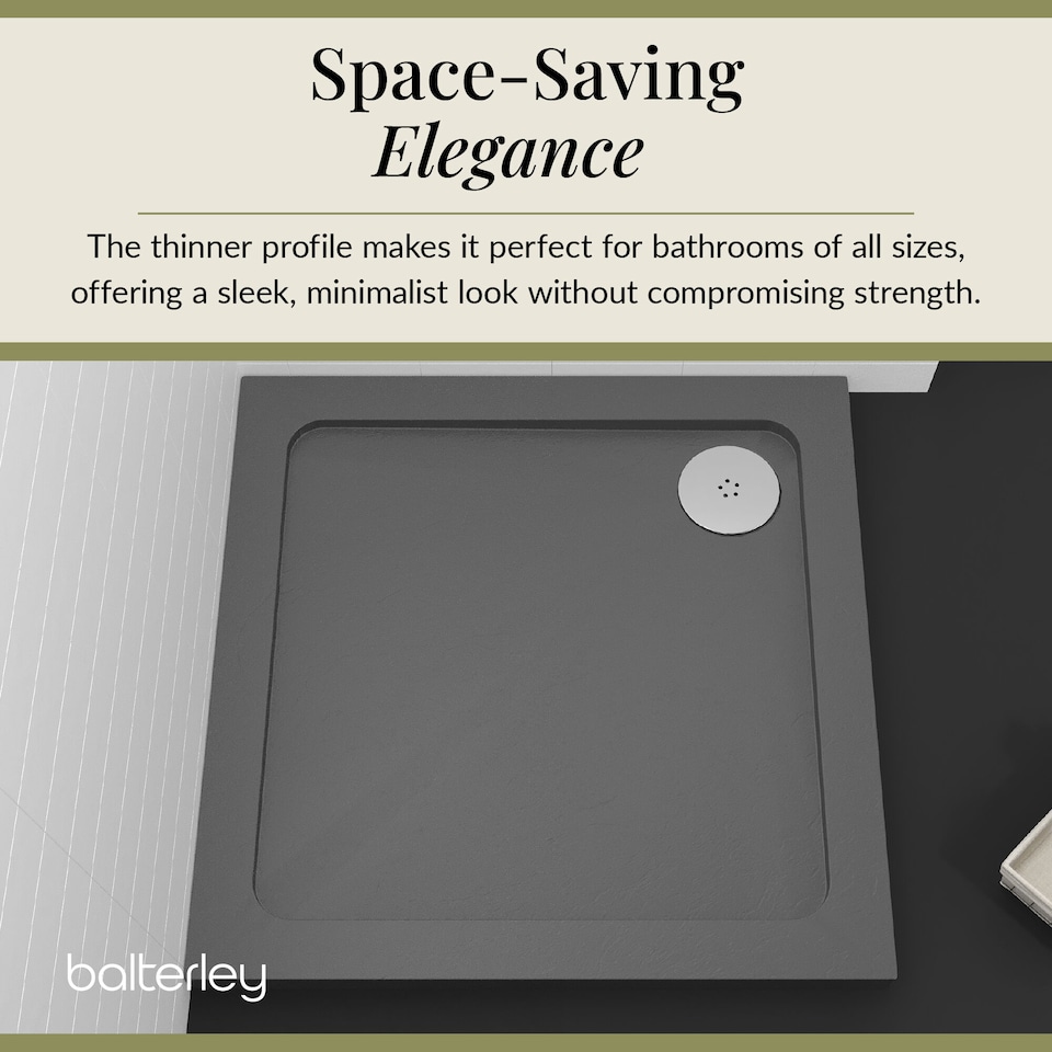 image 1 of Balterley Premium Square Shower Tray | Grey | Grey Slate | 1