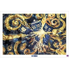 Doctor Who Exploding Tardis Poster - Blue/Yellow/Brown - 91cm x 61cm