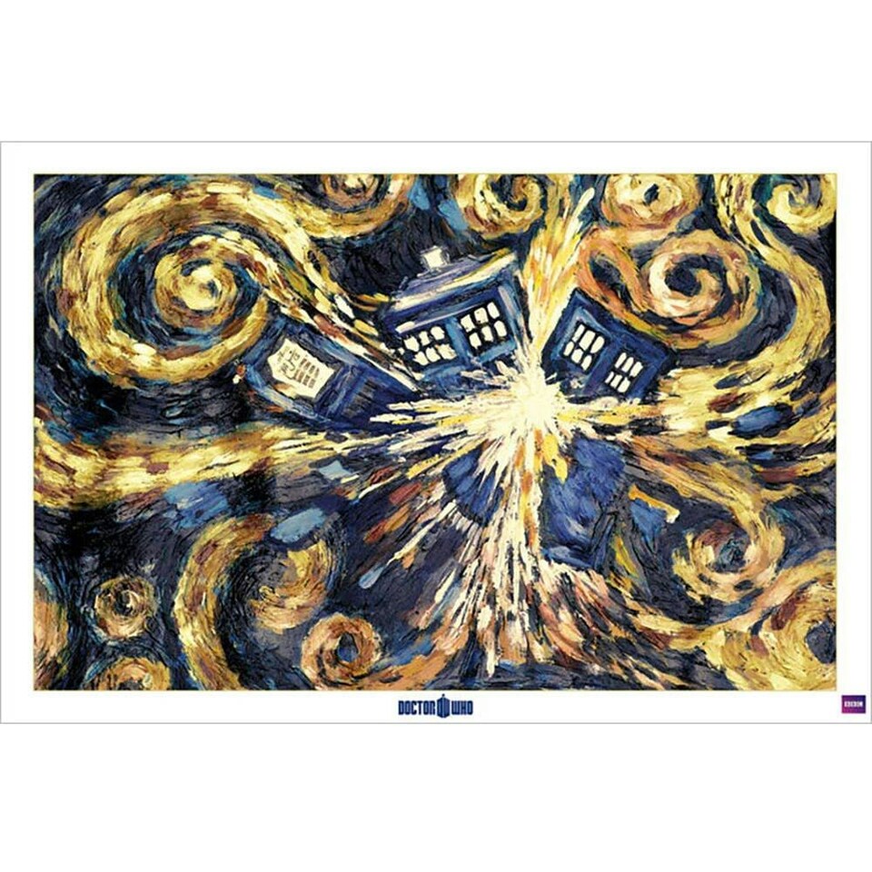 Doctor Who Exploding Tardis Poster - Blue/Yellow/Brown - 91cm x 61cm