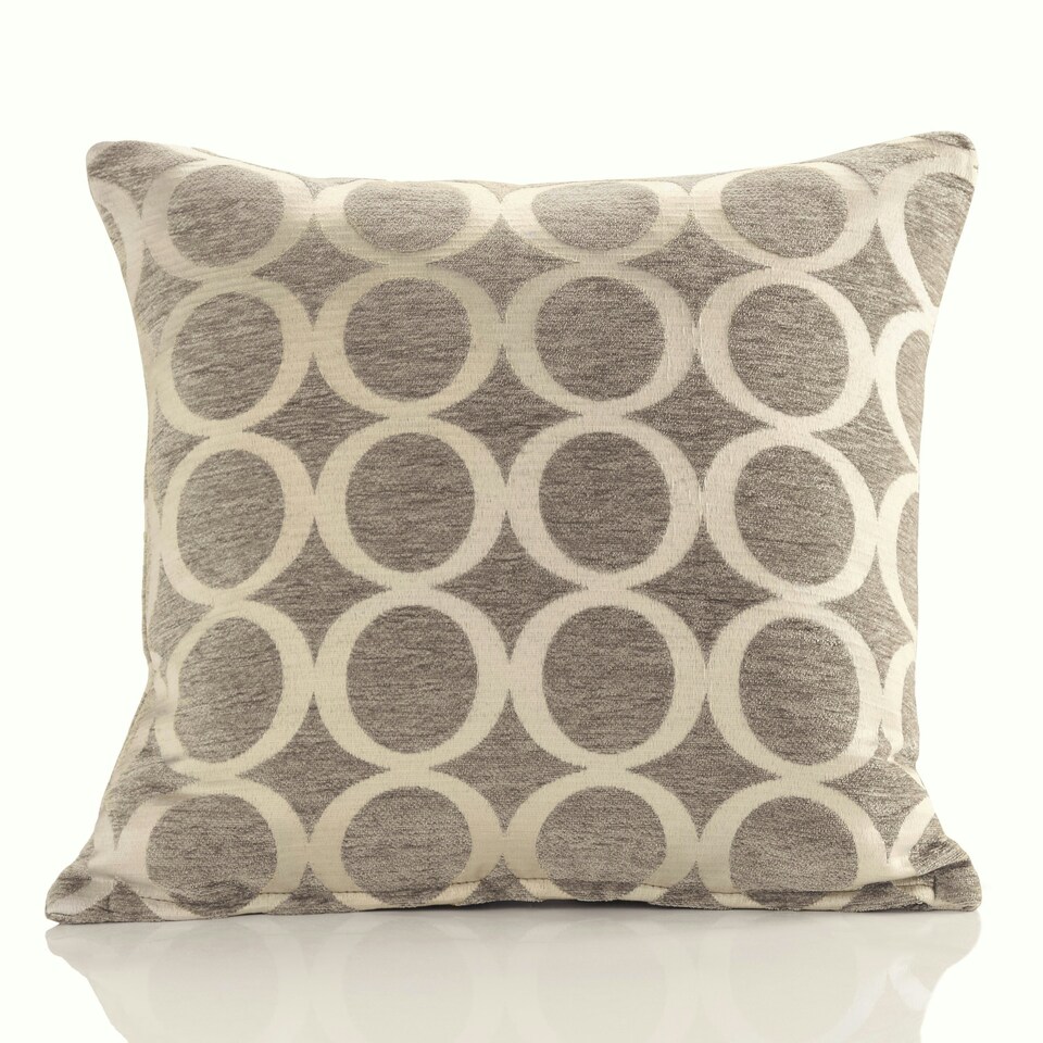 image 1 of Geometric O Chenille 45cm x 45cm Silver Cushion Set of 4 | Silver | Cream | 45cm x 45cm x 10cm | 4