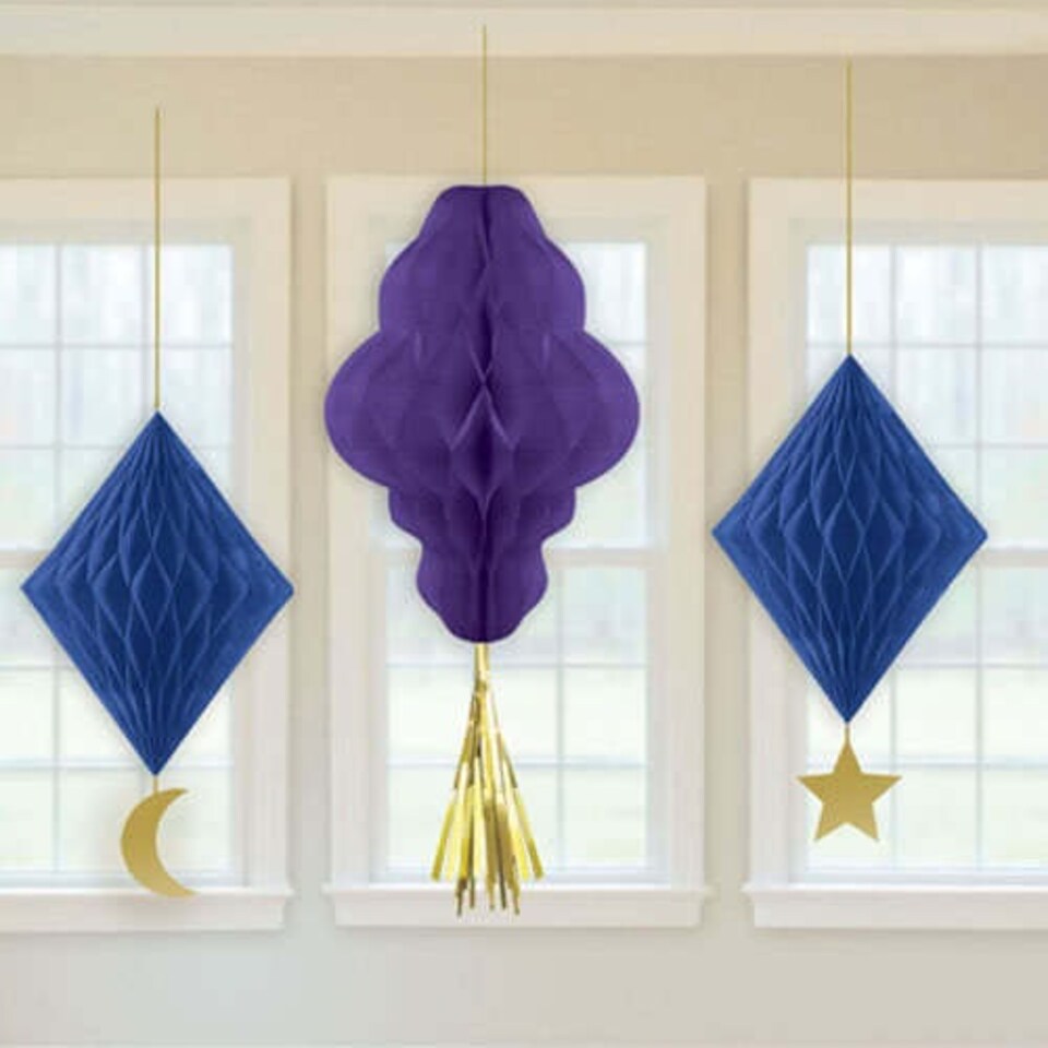 Eid Honeycomb Hanging Decorations - Pack of 3