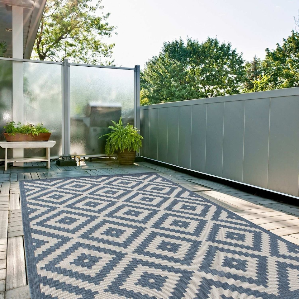 image 1 of The Rugs Outdoor Indoor Diamond Garden Patio Rug Weather Resistant Jet Washable | 100