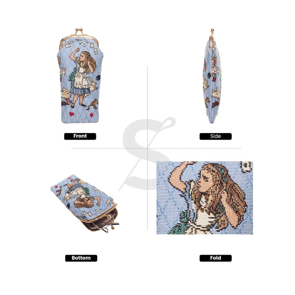 image 1 of Signare Protective Glasses Pouch Case - Alice In Wonderland Nothing But Cards Blue
