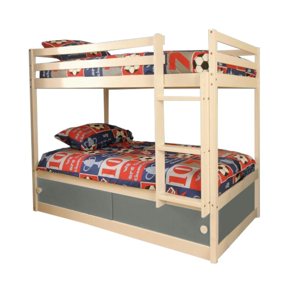 image 1 of 3ft White Wooden Storage Bunk Bed With Grey Finishes