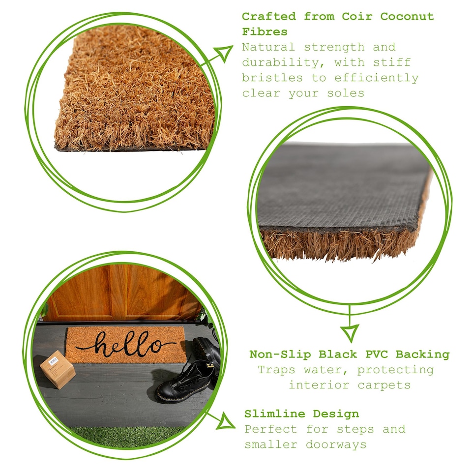 image 1 of Nicola Spring Coir Step Mat - 60 x 20cm - Hello