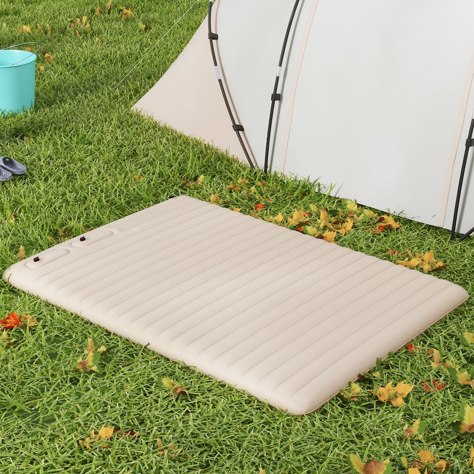 image 1 of Outsunny Double Air Bed Inflatable Mattress, 195 x 140 x 10cm, White