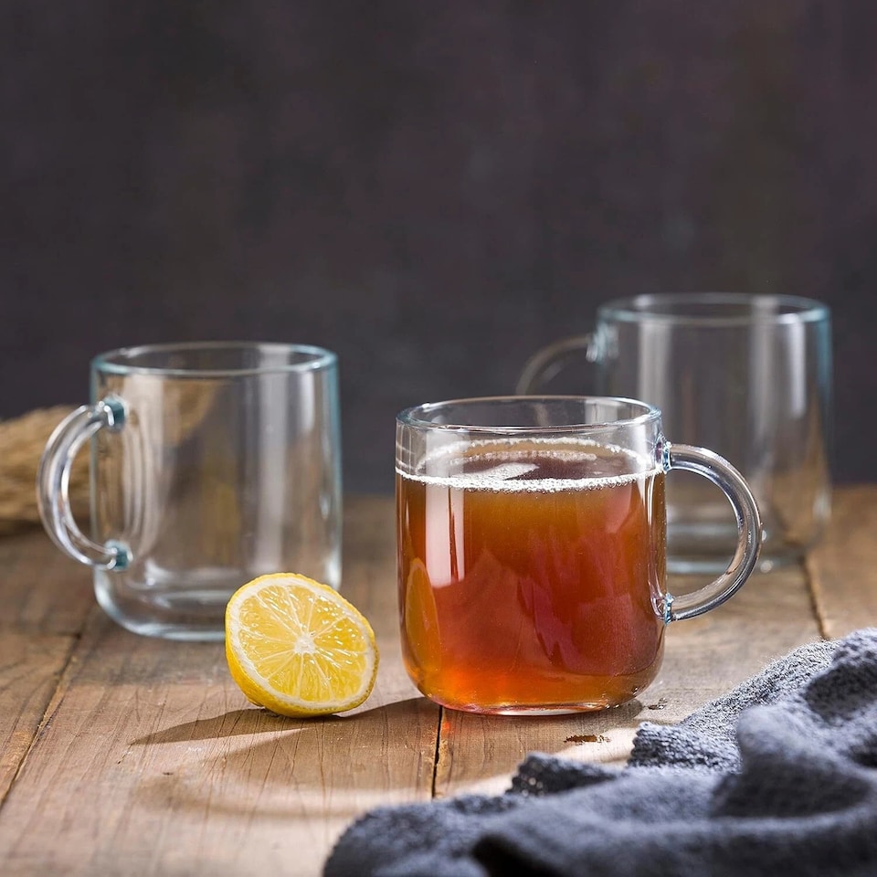 image 1 of 6 Pcs Iconic Glass Mugs Coffee Tea Cup Set Hot Drinks Handle | Clear | Clear