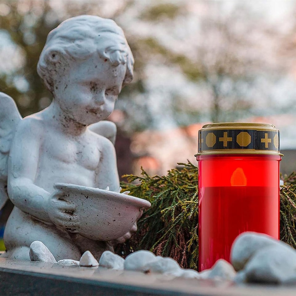 image 1 of GEEZY LED Grave Candles Set of 2 Red Flickering Battery Outdoor Decoration Light