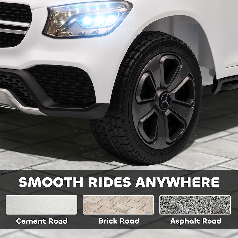 image 1 of AIYAPLAY Mercedes-Benz GLC Coupe Licensed Kids Ride on Car, 12V Battery Powered Kids Electric Car with Remote Control, Soft Start, LED Light, Music, MP3, 3 Speed, for 3-6 Years | White