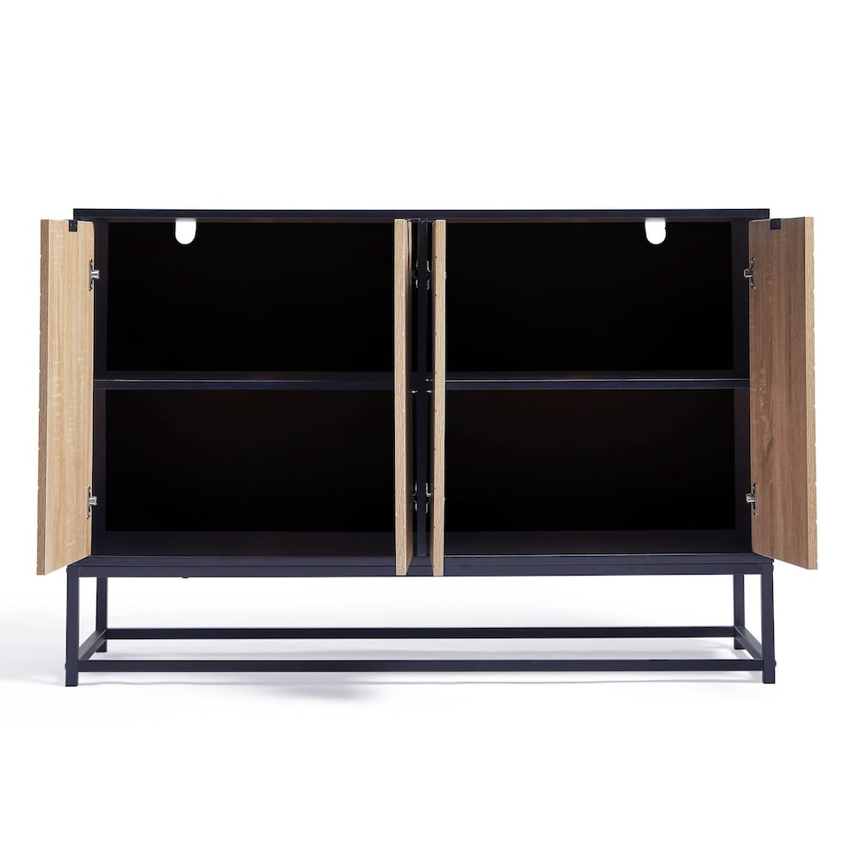 image 1 of VonHaus Industrial Sideboard Storage Cabinet, 4 Doors & 4 Shelves | Black