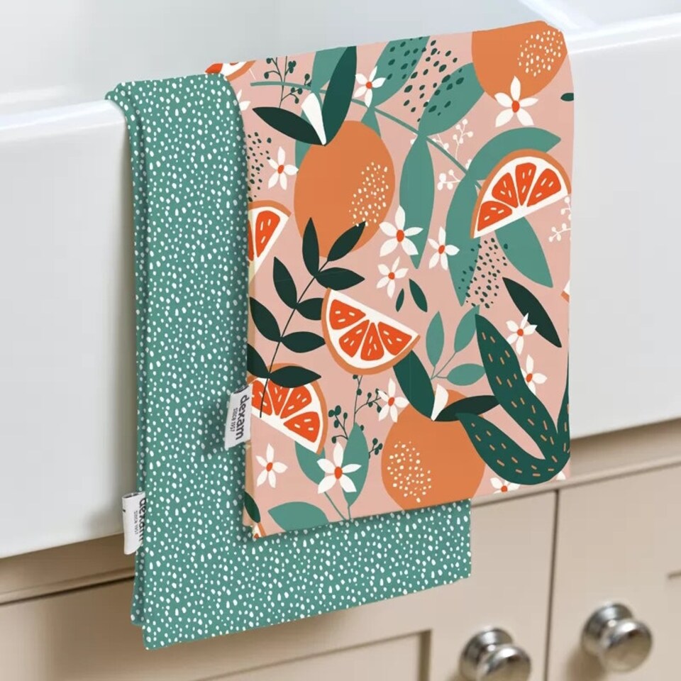 image 1 of Dexam Set of 2 Exotic Fruit Blush Tea Towels N/A