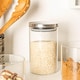 image 6 of Argon Tableware Glass Storage Jars - Silver Lid - 1 Litre - Modern Round Scandi Organisation Container Glass Jar - Set of 3
