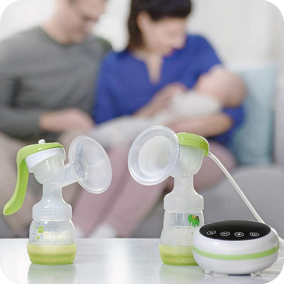 image 1 of MAM 2-in-1 Single Electric Silicone Breast Pump Battery Powered Light Green