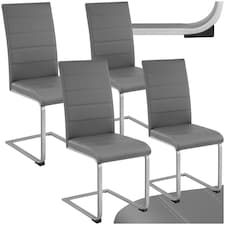 Dining Chairs - cantilevered, high backrest, flat steel frame - Set of 4 Grey