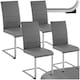 image 1 of Dining Chairs - cantilevered, high backrest, flat steel frame - Set of 4 Grey