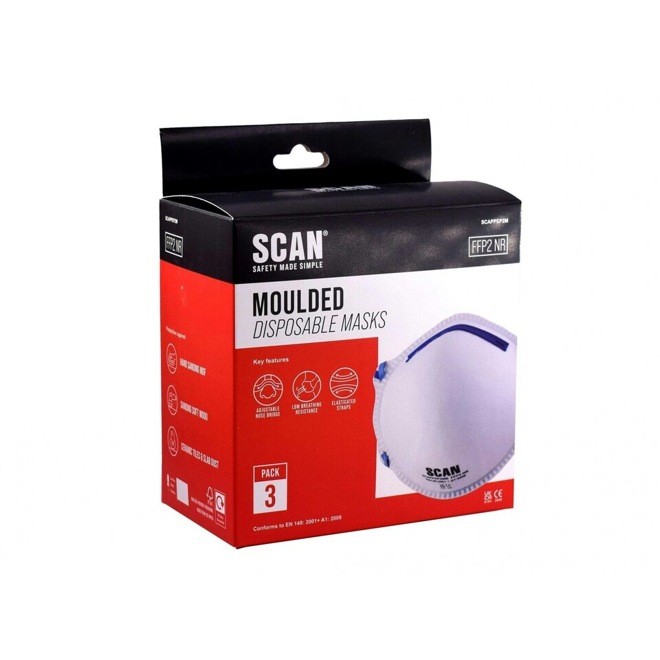 image 1 of Scan Moulded Disposable Mask - Multi Colour - Pack of 3