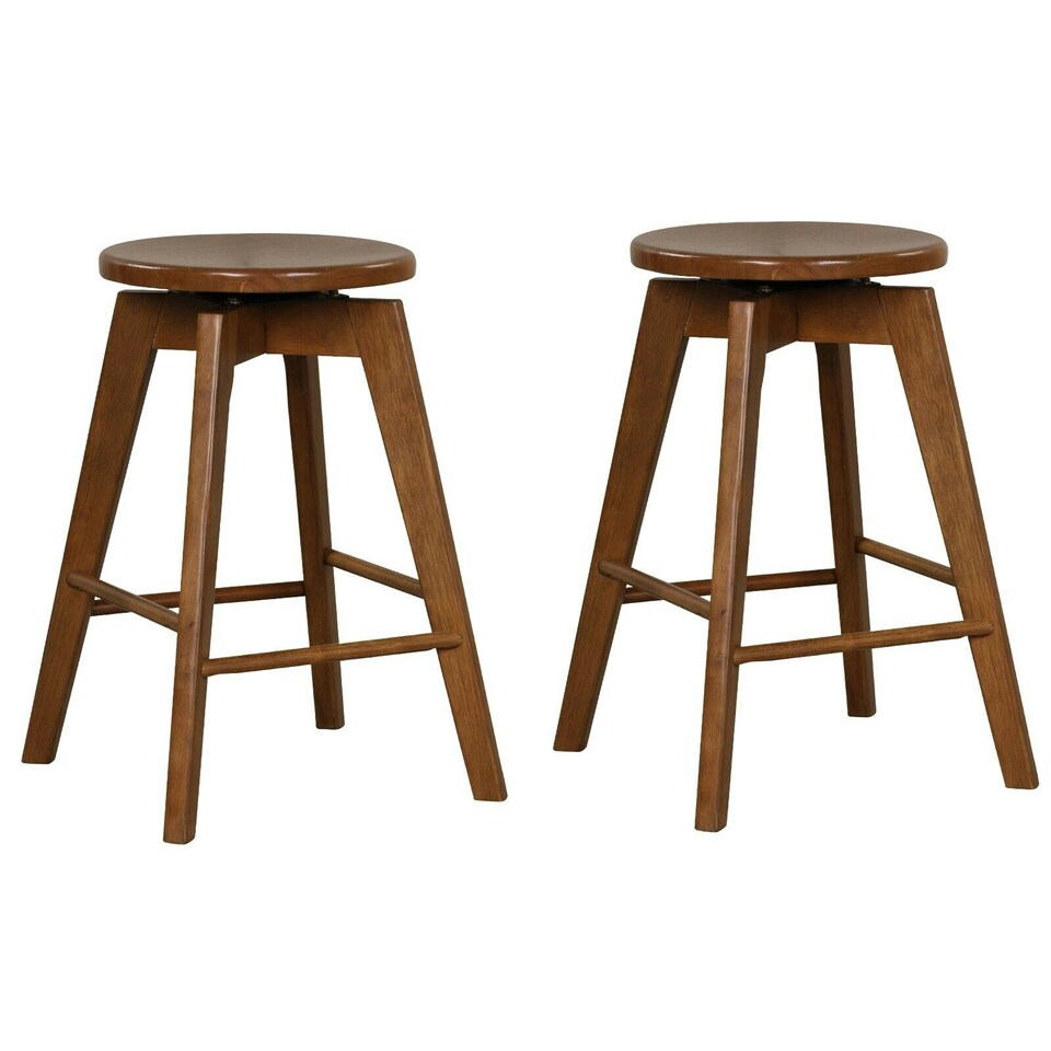 image 1 of COSTWAY Set of 2 Bar Stools Counter Height Chair 360° Swivel Brown