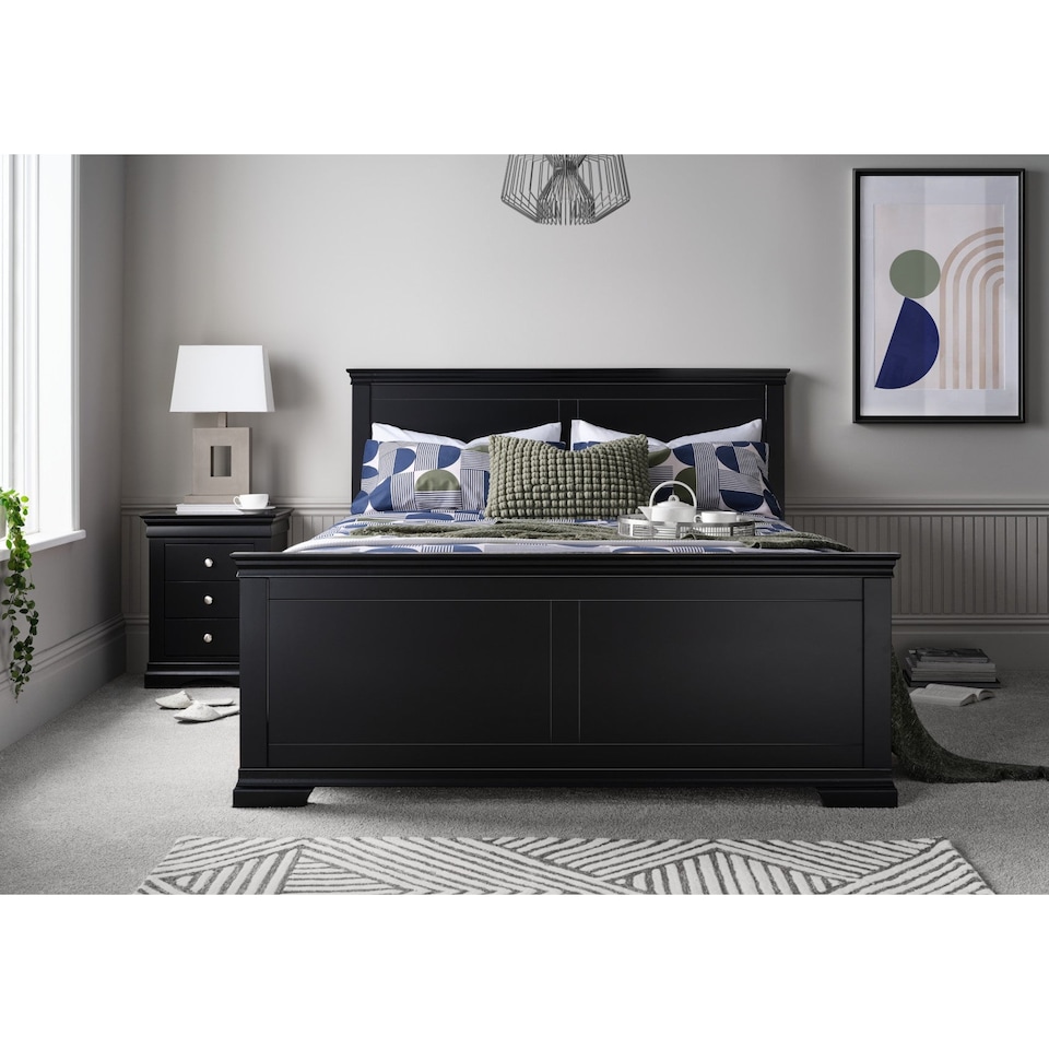 image 1 of Painted Wood Double Bedframe  in Black