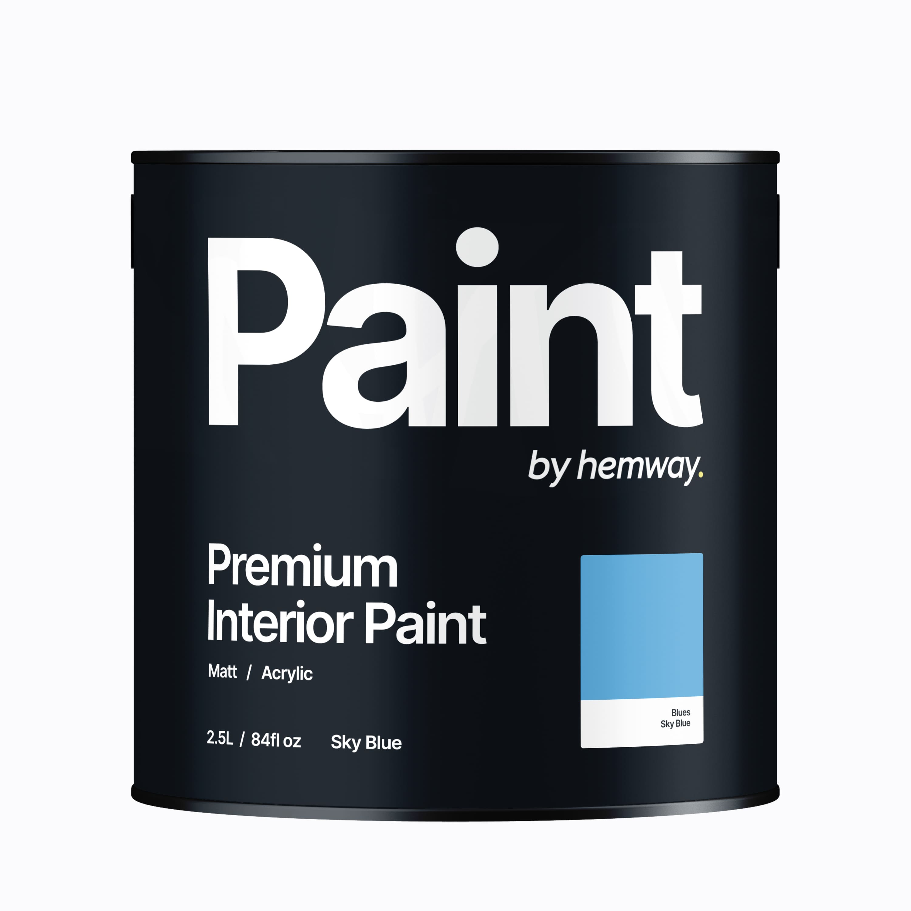 Hemway Interior Paint Matt Acrylic Sky Blue 2.5L Tin Durable Emulsion Walls Ceilings Kitchen Bathroom All Rooms