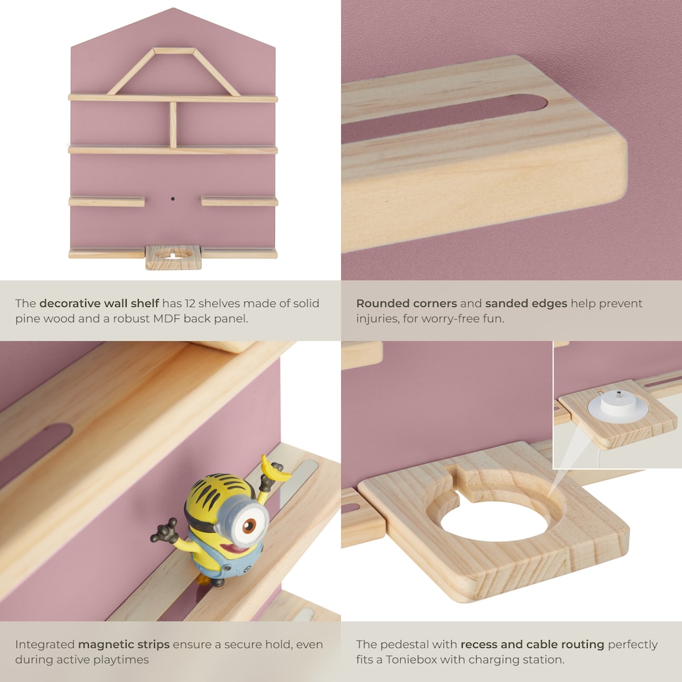 image 1 of Floating Shelf Mylittle Story - for up to 50 Tonies, house design | Pink | pink | 15,50 x 50 x 60 cm | 1