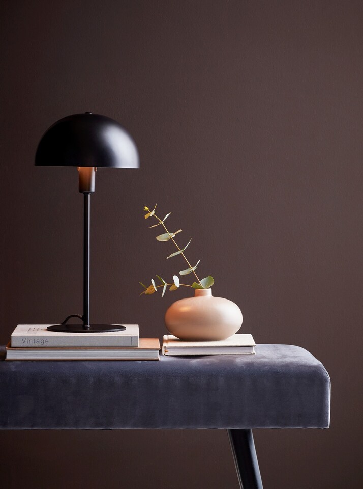 image 1 of Nordlux Ellen Indoor Table Lamp Black Metal E14 Dome Shade - Mains Powered, IP20 | Black | Black