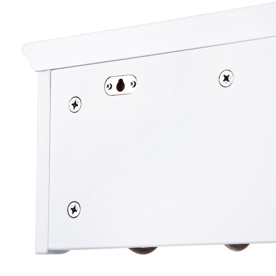 image 1 of Richmond White Wooden Wall Mounted Coat Rack - 9 Hooks, Shelf, Hallway, Bathroom | White