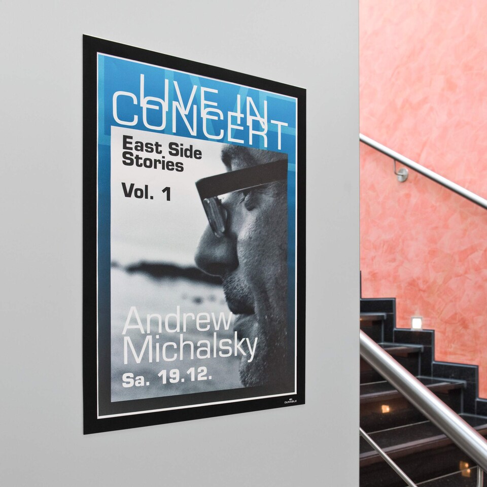 image 1 of Durable DURAFRAME Self Adhesive Magnetic Signage Frame | A3 Black | Black