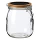 image 2 of Interiors By Premier Stylish Glass Storage Jar with Wooden Lid 1500 ml, Durable Glass Jar With Lid, Airtight Storage Jar
