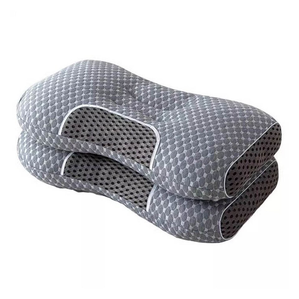 image 1 of Living and Home Knitted Sleep Support Pillow, Breathable Design- Grey,2Pcs | Grey