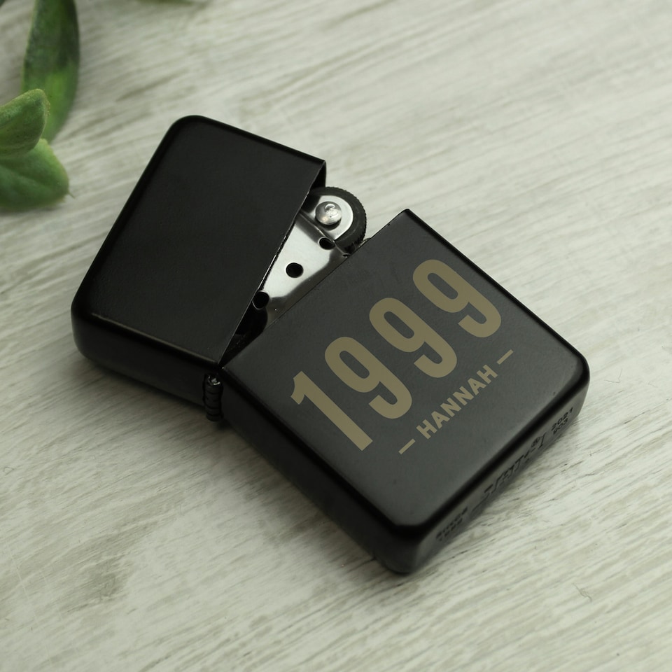 image 1 of Personalised Date & Name Black Lighter