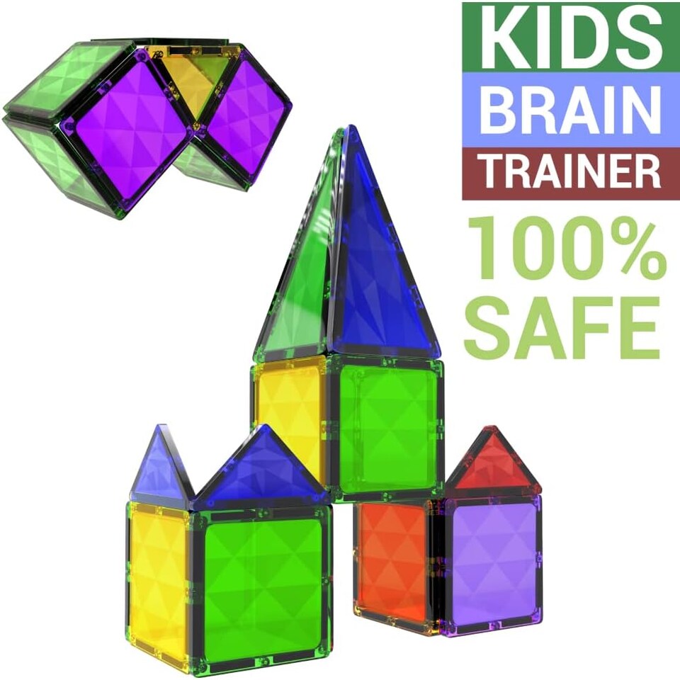 image 1 of Desire Deluxe Magnetic Building Blocks Tiles Montessori Kids Toys for Boys & Girls – Learning Educational Construction Set Gift – Birthday, for 3-8 Year of Age (37pc).