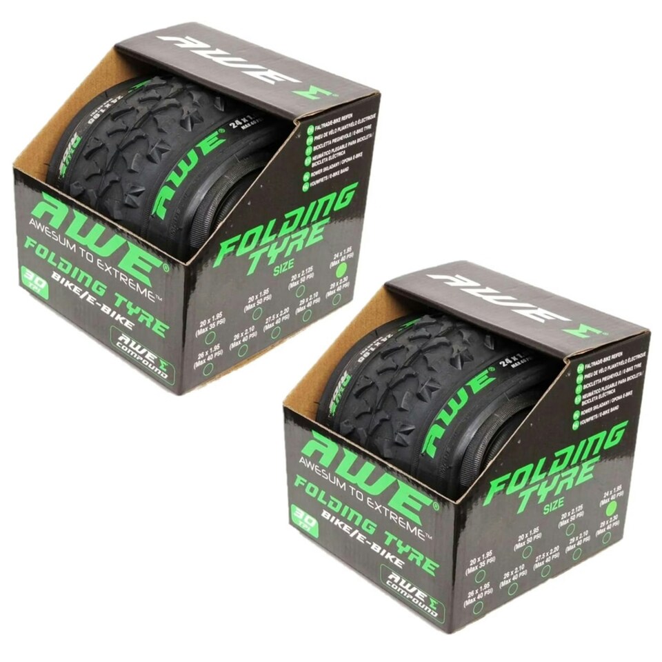 image 1 of AWE AWERide Set x 2 24" x 1.95" Folding Tyre Bike/E-Bike 40 PSI + 30 TPI