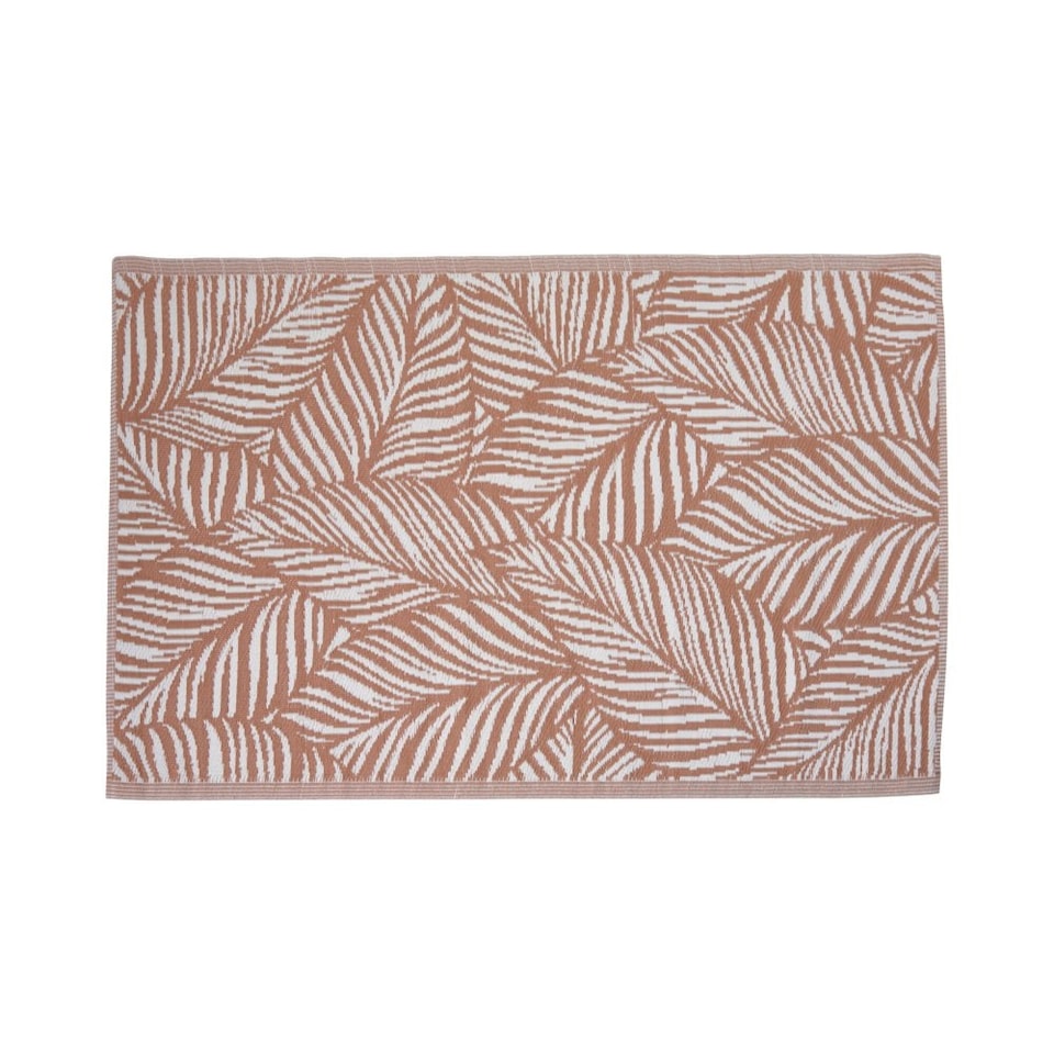 image 1 of Outdoor Plastic Rug Wool-Look Anti-Slip Durable Garden Patio Conservatory Carpet Mat - Rust Leaf | Red | Rust