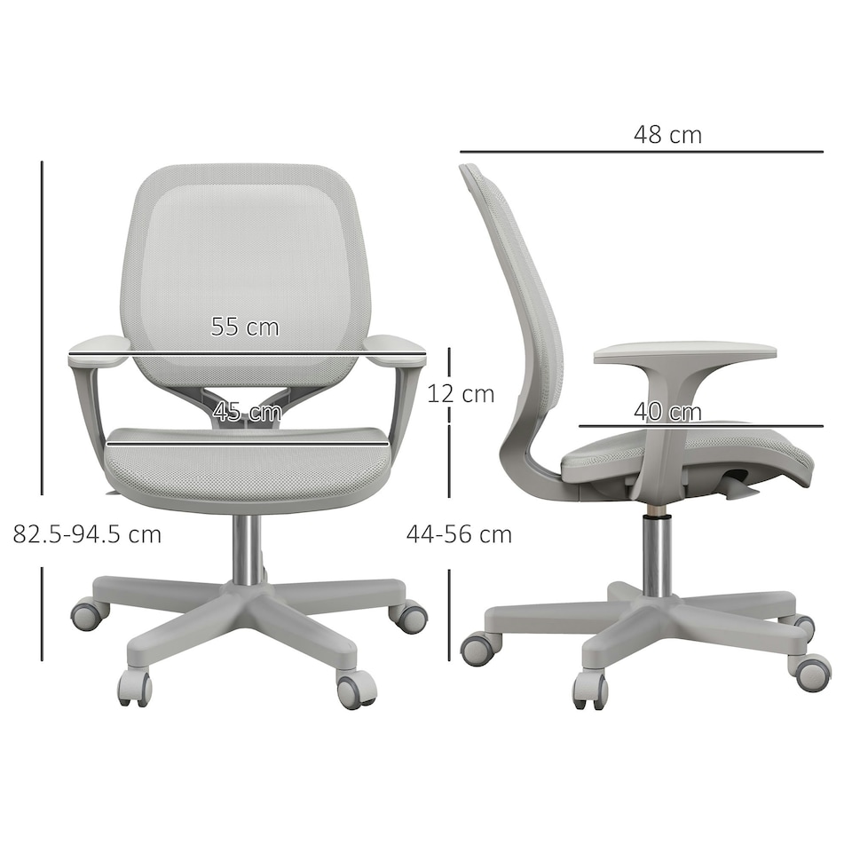 image 1 of Vinsetto Office Chair, 360 Degree Swivel Desk Chair with Wheels, Grey Grey