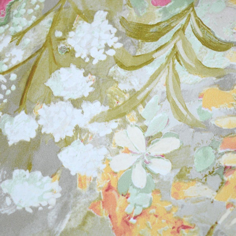 image 1 of Watercolour Floral Wallpaper Lupin Sage Green Pink Red Yellow Flower Home Decor