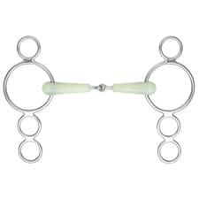 Shires Equikind Jointed Horse 3 Ring Gag Bit - Pale Green - 4.5in