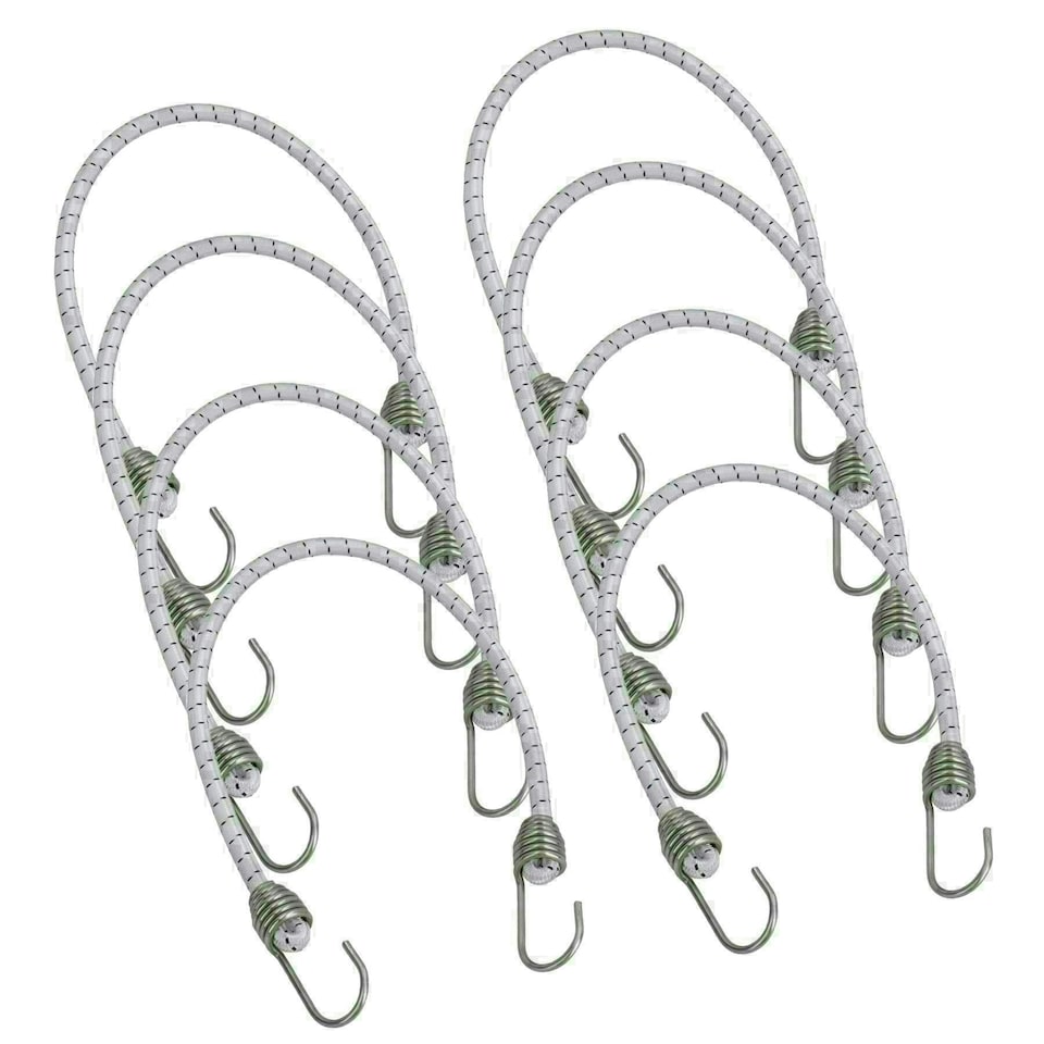 image 1 of 8pk 20" Bungee Rope With Stainless Steel Hooks Cords Shock Elastic Marine Boat