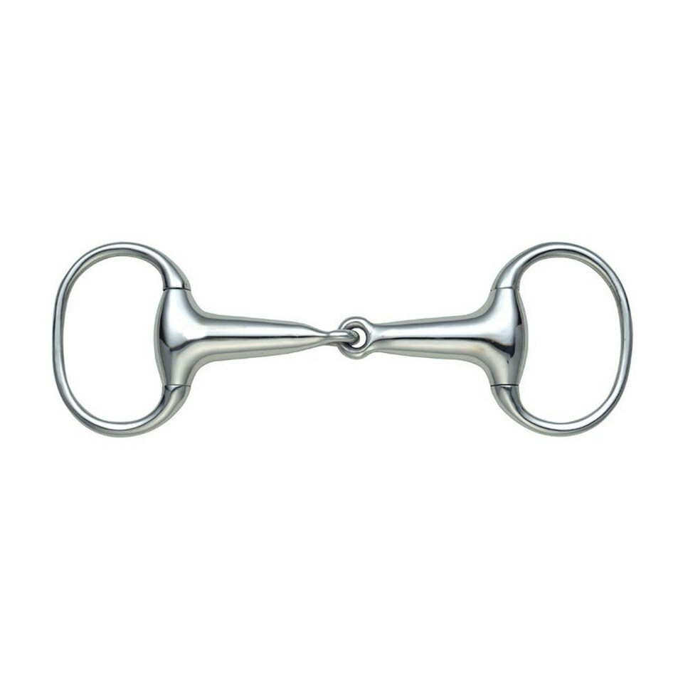 Shires Hollow Mouth Horse Eggbutt Snaffle Bit - Light Steel - 5in