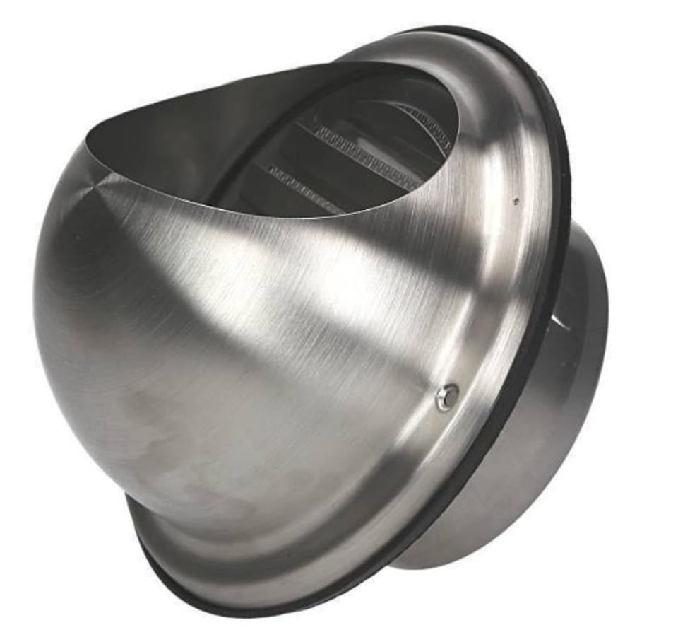image 1 of 200mm Air Ejector Stainless Steel Duct Cap Semicircular Outside Box Casing Cover | Chrome