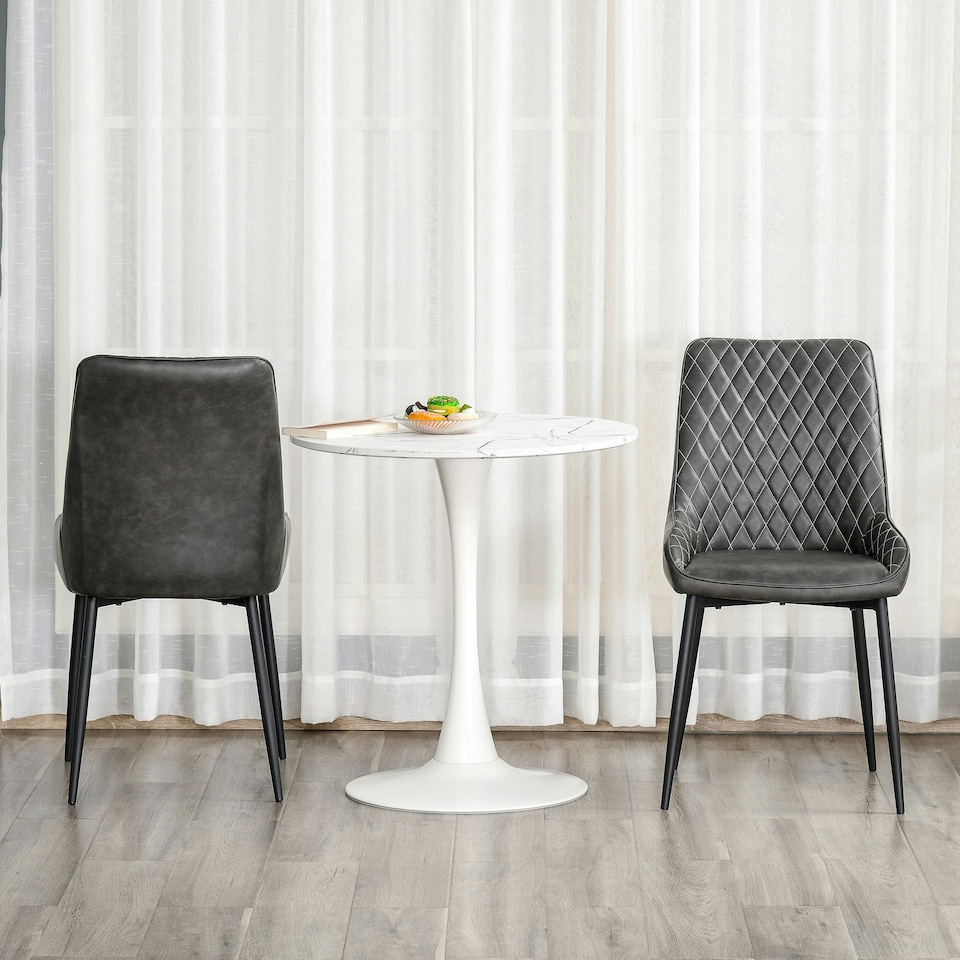 image 1 of HOMCOM Retro Dining Chair Set of 2, PU Leather Upholstered Side Chairs